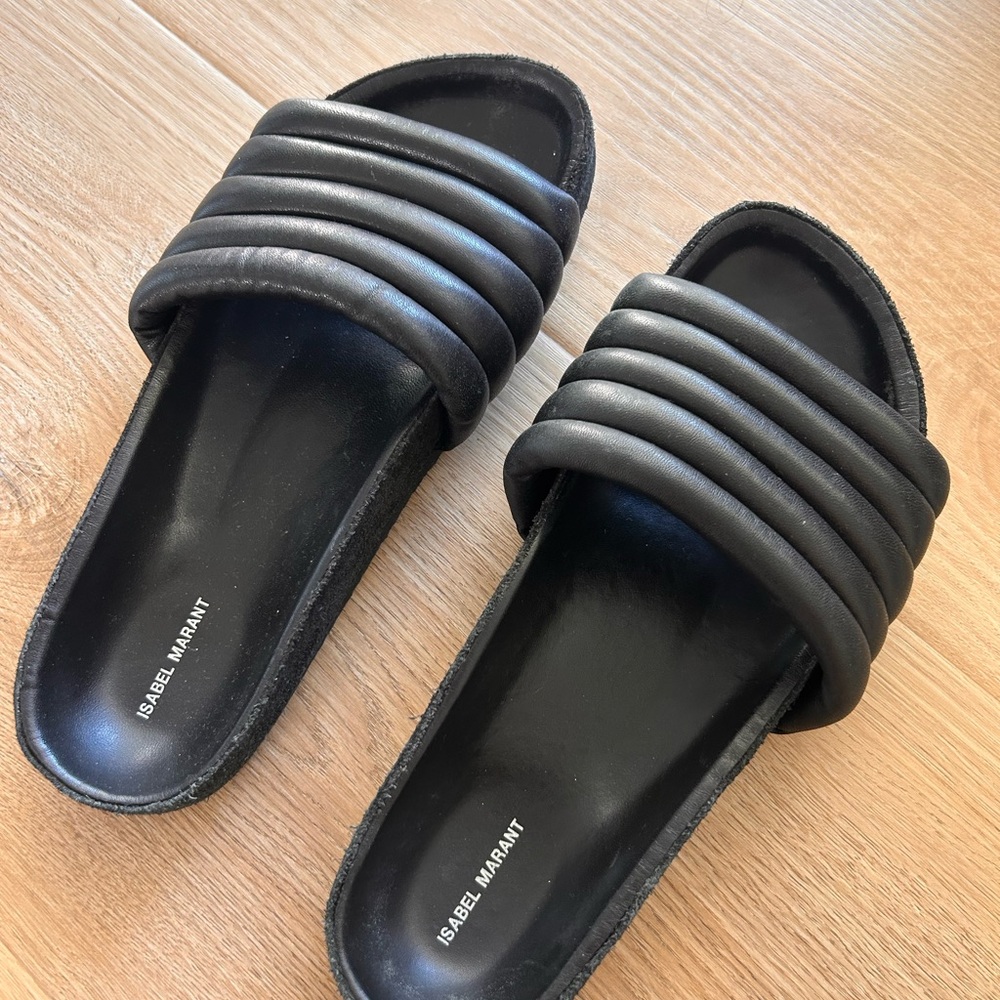 Isabel Marant Black Hellea Quilted-Leather Slide Sandals - Women’s EU Size 36 - Picture 2 of 9